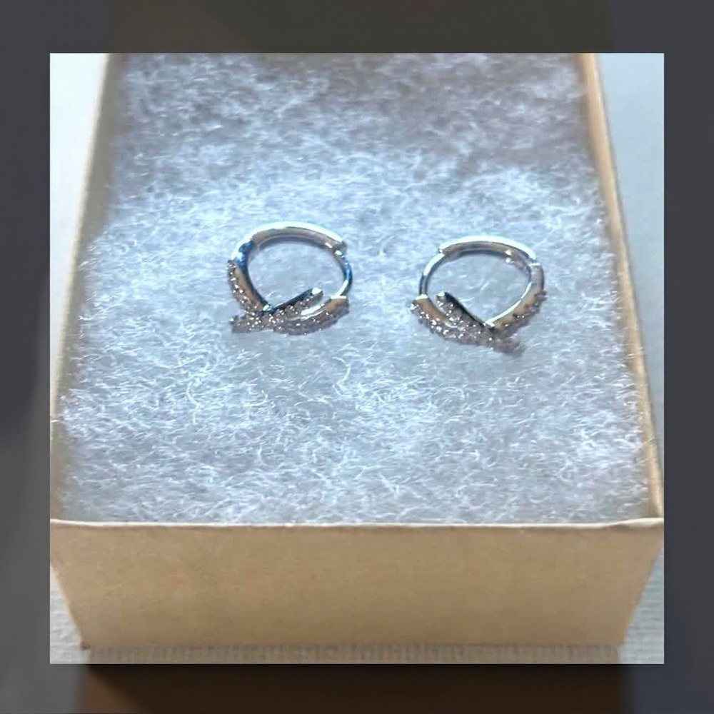 Sterling Silver CZ Pave Huggie Hoop Earrings